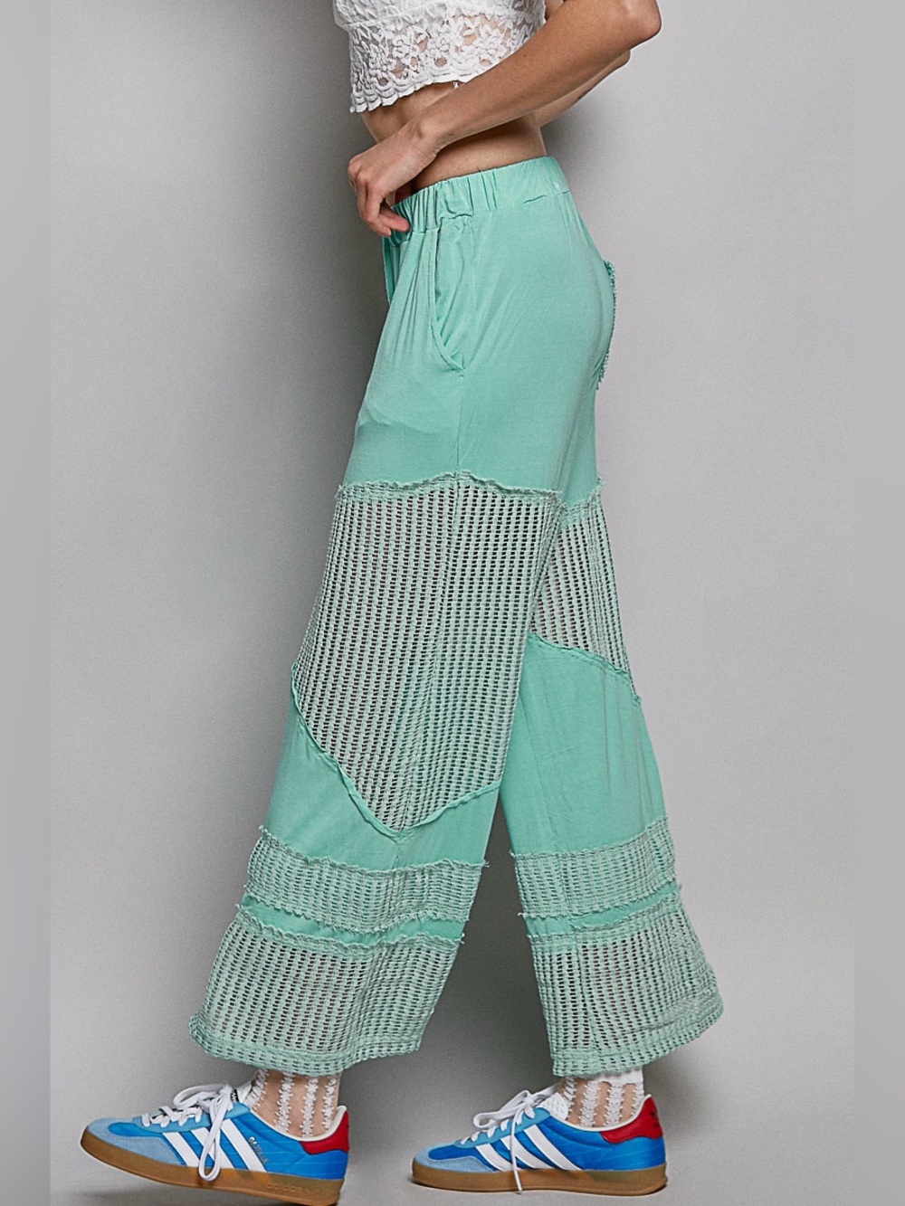 Contrast See Through Elastic Waist Knit
Culottes Pants | Electric Blue - Picture 2 of 4